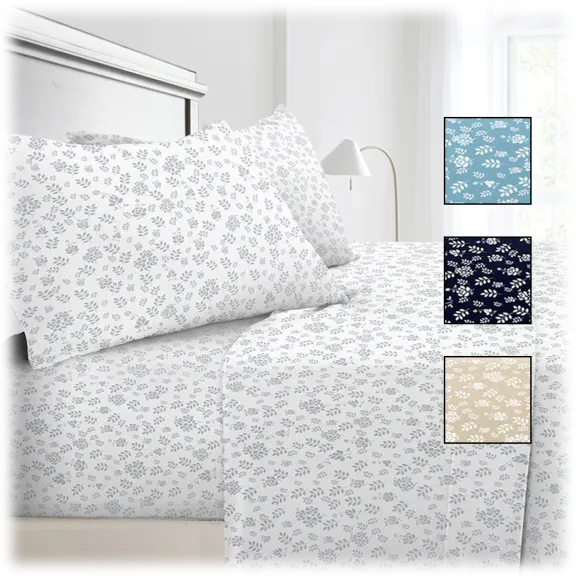Lux Decor Floral 4-Piece Sheet Set