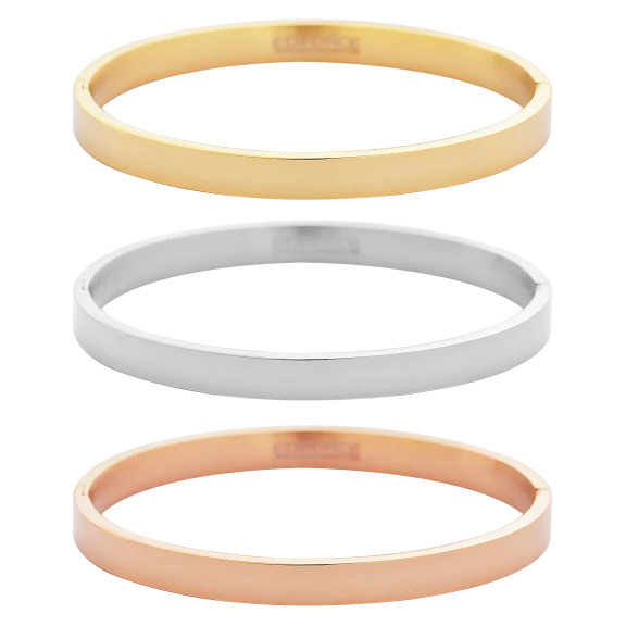 3-Pack 18K Gold Plated Stackable Bangle Bracelets