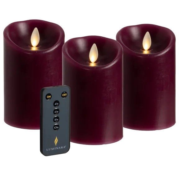 3-Pack: Luminara Flameless 4.5" Pillar Candles with Remote