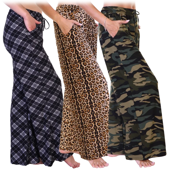 3-Pack: Angelina Mid-rise Palazzo Pants with Pockets