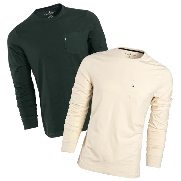 2-Pack: Tailor Vintage Stretch Slub Jersey Long Sleeve Pocket Tees