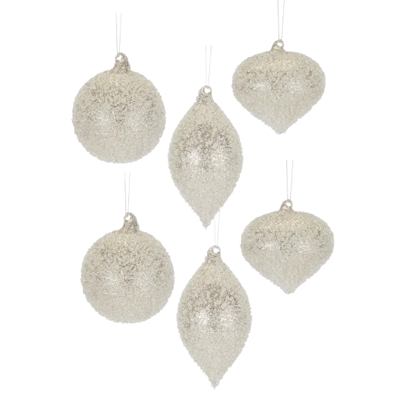 Melrose International Set-of-6 Beaded Glass Tree Ornaments