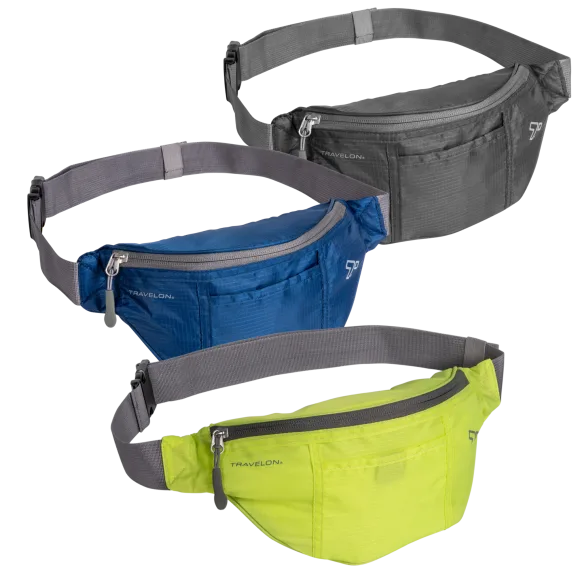 3-Pack: Travelon Top Zip Lightweight Waist Packs