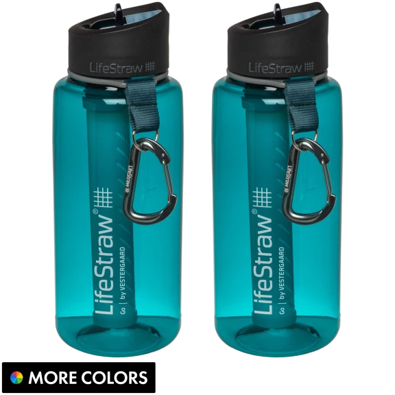 2-Pack: LifeStraw Go 1-Liter Tritan Water Filter Bottle