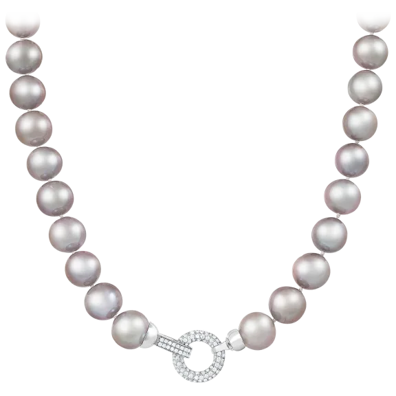 Splendid Pearls Gray Pearl Necklace in Sterling Silver