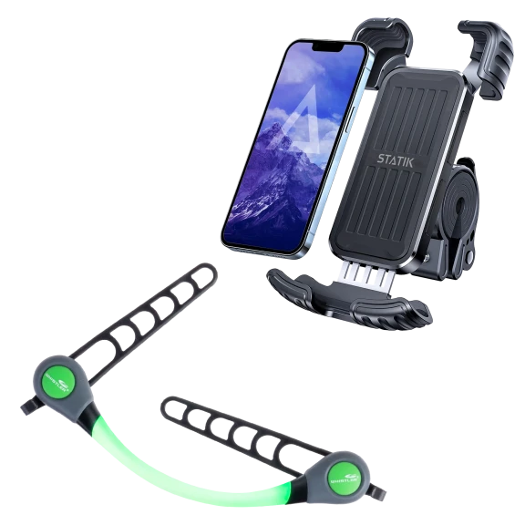 Whistler Helmet Safety Light and Statik HyperMount Bike Phone Mount