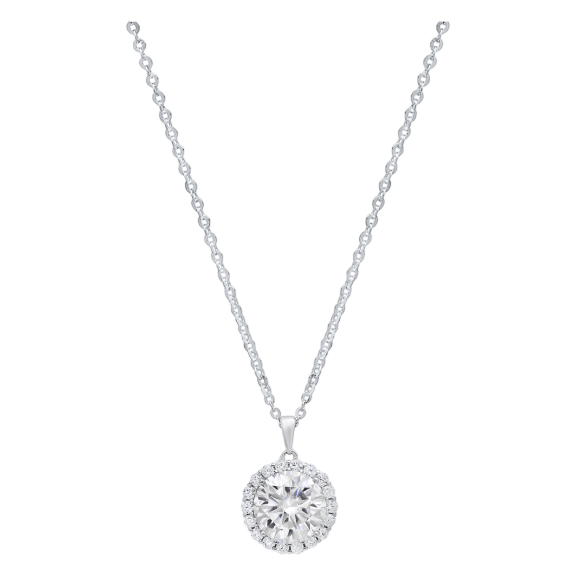 The Moissanite Halo Pendant Necklace