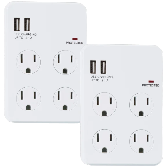 2-Pack: 4-Outlet Surge Protector with 2 USB Ports