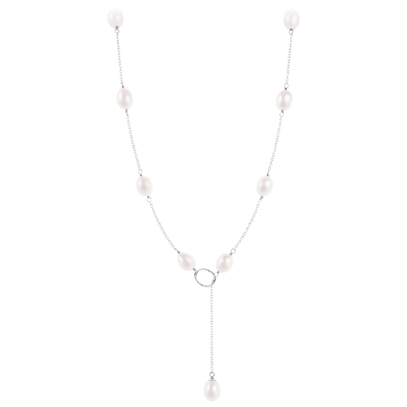 Splendid Pearls White Freshwater Pearl Lariat Necklace