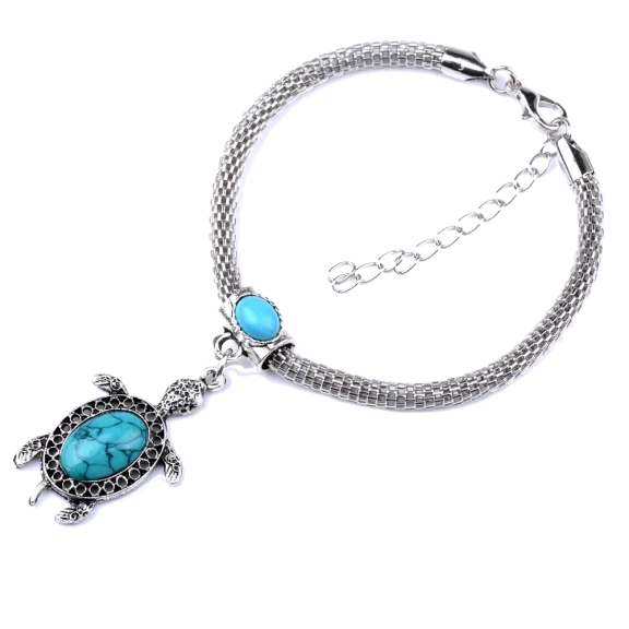Honu Tibetan Sterling Silver & Turquoise Turtle Bracelet