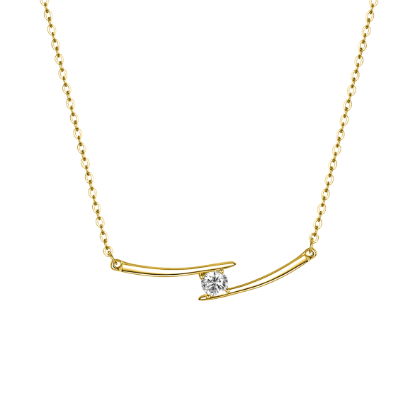 Stella Valentino Collar Yvonne Chapado en Oro de 14K con Diseño Chevron en Capas