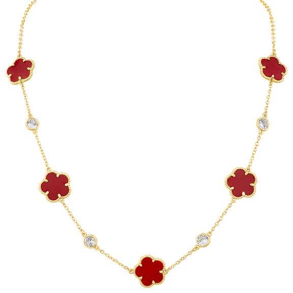 CZ by Kenneth Jay Lane 4 CTTW CZ & Clover Station Necklace