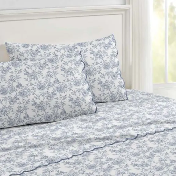 Blossom Valley Luxury 6-Piece Microfiber Sheet Set with Elegant Scalloped Edge