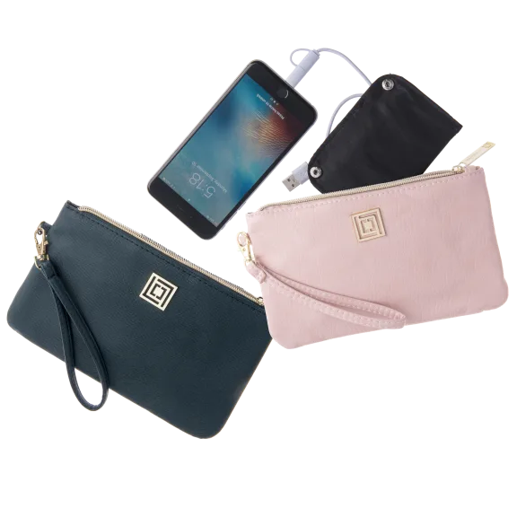 Vegan Leather Phone Charging Wristlets w/RFID Theft Protection by Liz Claiborne