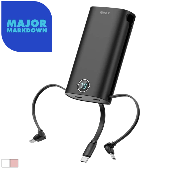 iWalk PowerSquid 9000mAh Power Bank w/ Built-In USB-C, Lightning, and Micro-USB