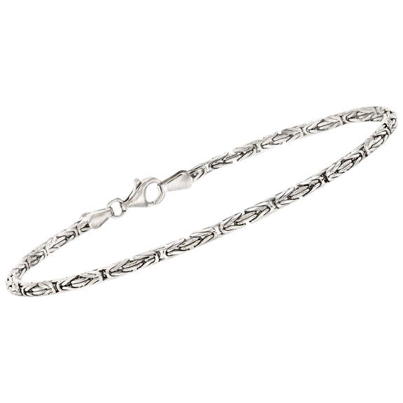 Golden NYC Men's Thin Byzantine Silver Plated Bracelet