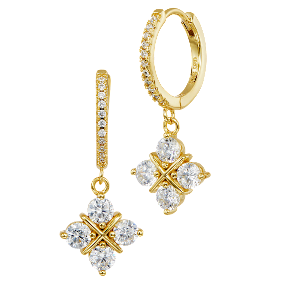 Savvy Cie  Cubic Zirconia Quatrefoil Drop Earrings