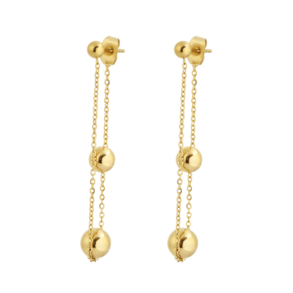 18K Gold-Plated Triple Ball Dangle Earrings