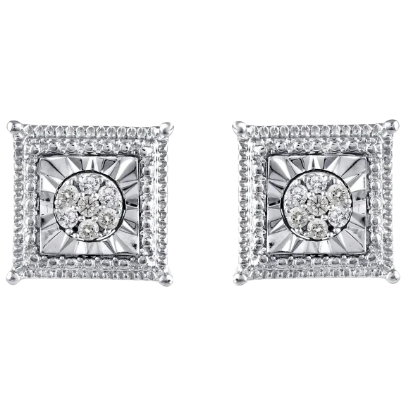 Fifth and Fine 1/10 Carat TW Square Miracle Setting Diamond Stud Earrings