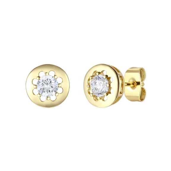 Stella Valentino Aretes Tipo Stud Modernos con Chatón y Moissanita Solitaire ...