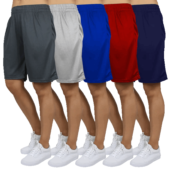 5-Pack: Galaxy by Harvic Women's Loose Fit Mesh Moisture Wicking Shorts
