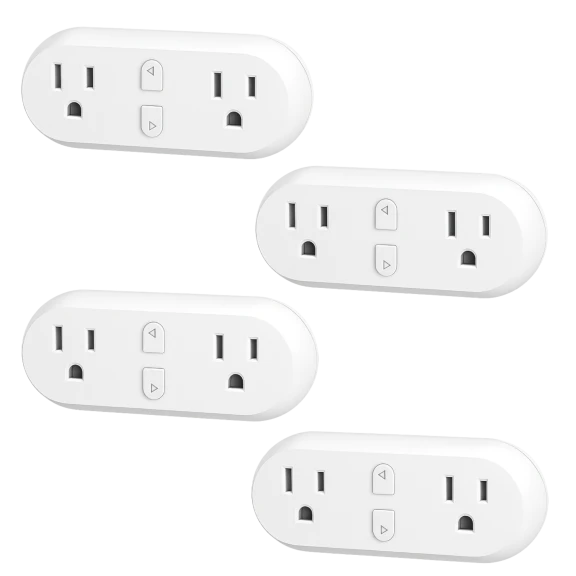 4-Pack: HBN Smart Plug 15A WiFi Outlet Extender Dual Socket Plugs