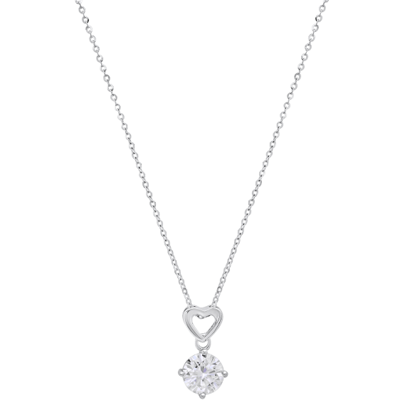 Saffron 1.0 Carat TW Moissanite Heart Drop Pendant Sterling Silver Necklace