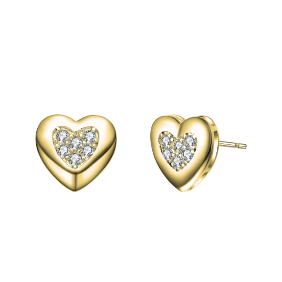 Aretes Tipo Stud De Corazón Con Pavé De Moissanita De 0.18 CTW Stella Valentino