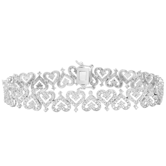 Jaclyn Smith Pulsera de Moissanita Brillante de 1 Quilate con Corazones