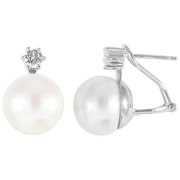 Splendid Pearls White Freshwater Pearl Stud Earrings in Sterling Silver