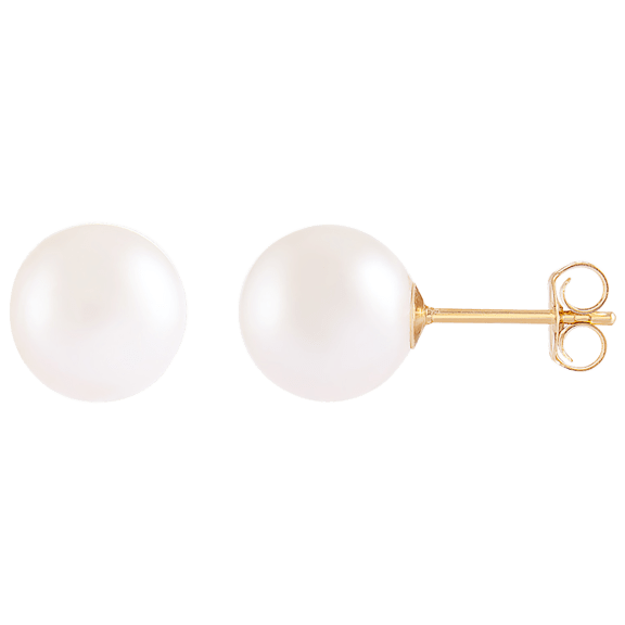 Splendid Pearls Japanese Akoya Pearl Studs Earrings in 14K Yellow Gold