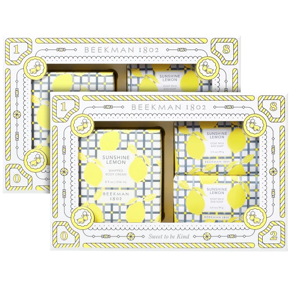 2-Pack: Beekman 1802 Sunshine Lemon 3-Piece Soap & Body Cream Set