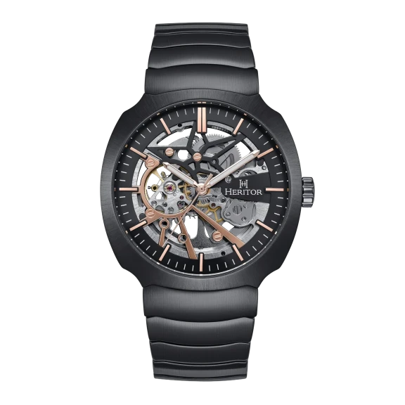 Heritor Reloj Automático Magnus con Correa de Acero Inoxidable