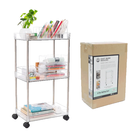 J&V Textiles Acrylic 3-Tier Cart