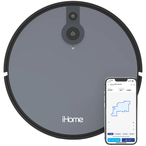 iHome Juno AutoVac Aspiradora Robótica Inteligente con Tecnología de Mapeo