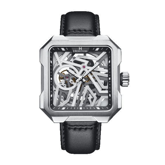 Heritor Reloj Automático Campbell con Correa de Cuero y Diseño Esqueleto