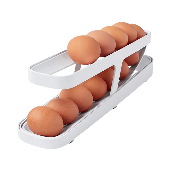 Titan Space-Saving Two-Tier Rolling 14-Egg Storage Dispenser & Organizer