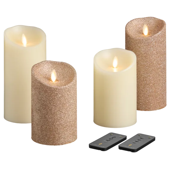 4-Pack: Luminara Flameless Smooth & Glitter Candles