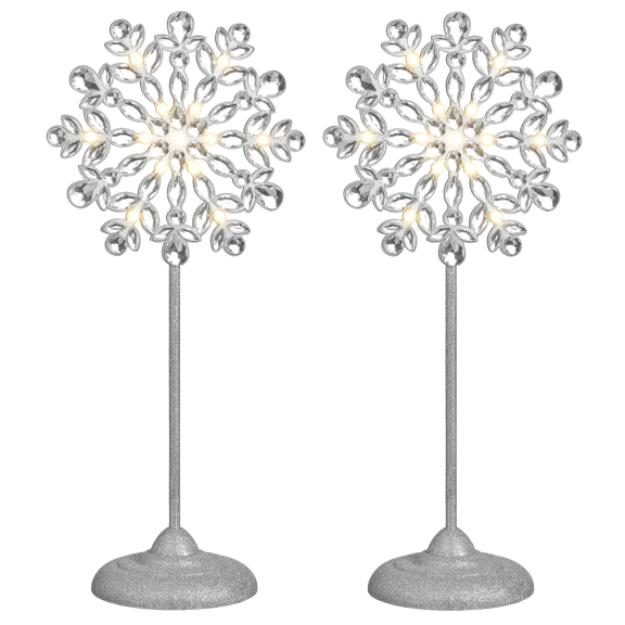 2-Pack: August & Leo Home 2-in-1 LED Tree Topper & Stand Jeweled Snowflake