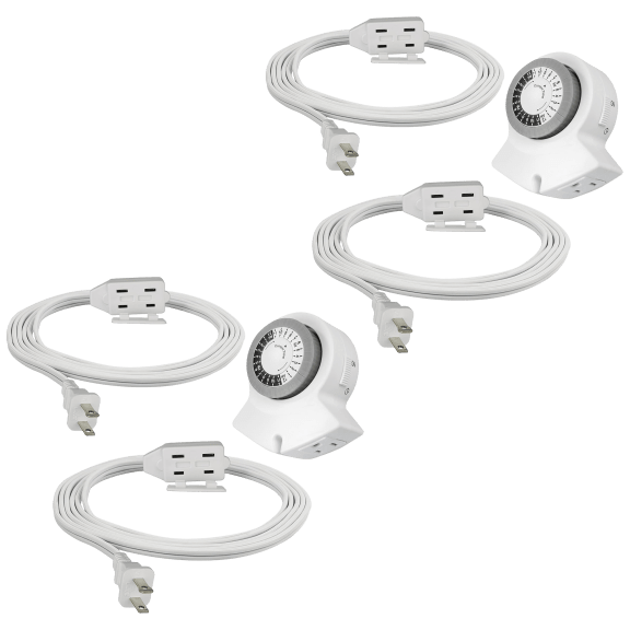 2-Pack: ClearPower 6 Ft & 9 Ft 3-Outlet Indoor Extension Cord