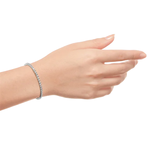 Voss+Agin Pulsera Tennis con Zafiros Blancos de 6.0 CTW