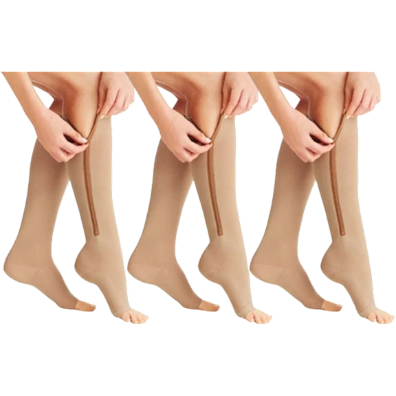 3-Pack: Titans Zip-Up Open-Toe Compression Socks