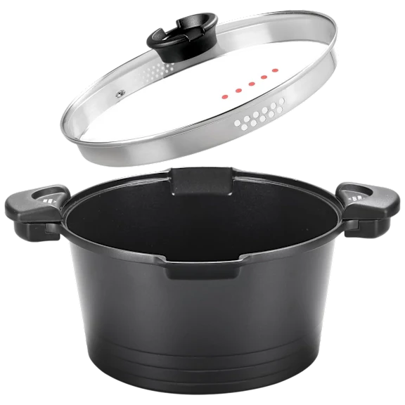 MasterPan Nonstick 5 Quart Stock & Pasta 9" Pot with Glass Lid Strainer