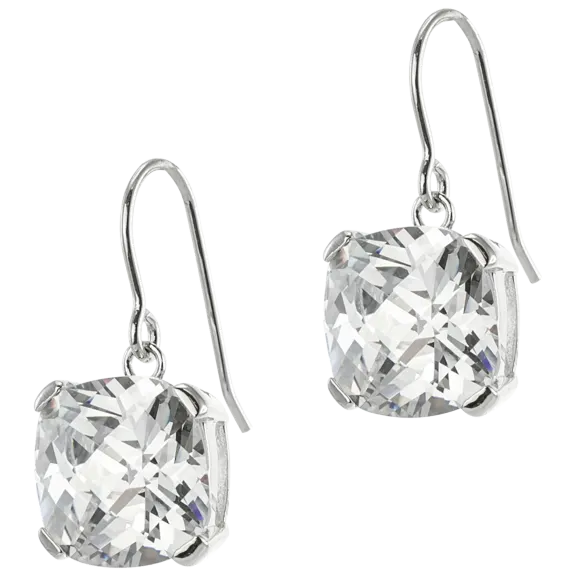 Kenneth Jay Lane 10 Carat TW Cushion CZ Cross Cut Dangle Earrings