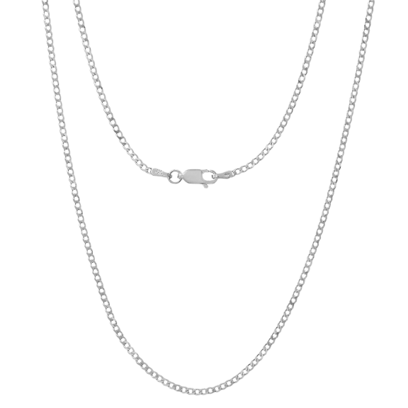 Steeltime Unisex Sterling Silver Cuban Super-flat Chain Necklace