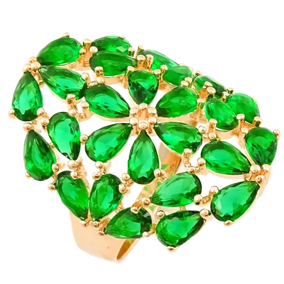 18K Yellow Gold Emerald Statement Ring