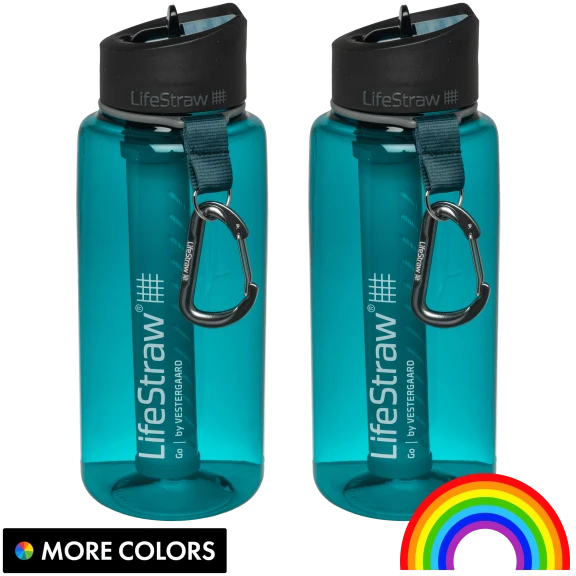 2-Pack: LifeStraw Go 1-Liter Tritan Water Filter Bottle