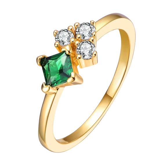 Stella Valentino 0.11 Carat Green & Clear Moissanite Toi Et Moi Cluster Ring