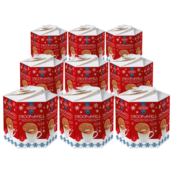 72-Pack: Daelmans Jumbo Holiday Caramel Stroopwafel Hex Box