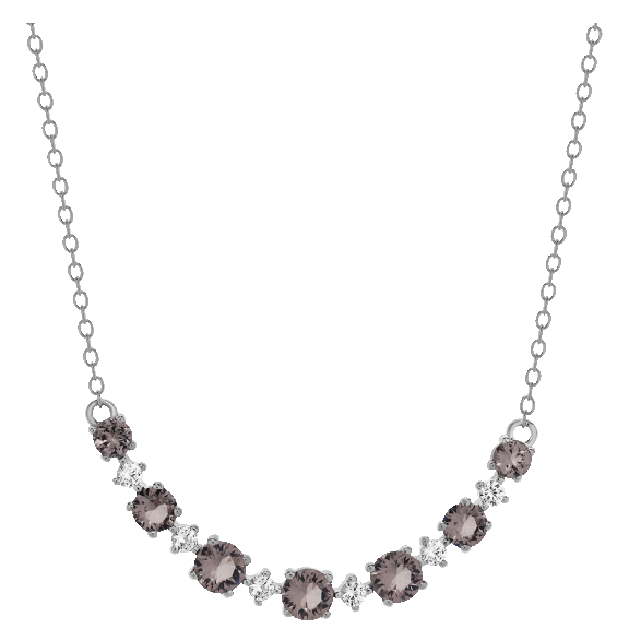 Unique Design Sterling Silver Lab Created Gemstone and White Sapphire Necklace